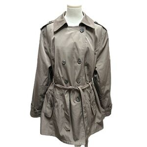 East 5th Women's brown Trench Coat Size 2X Double Breasted With Belt‎ (1942)